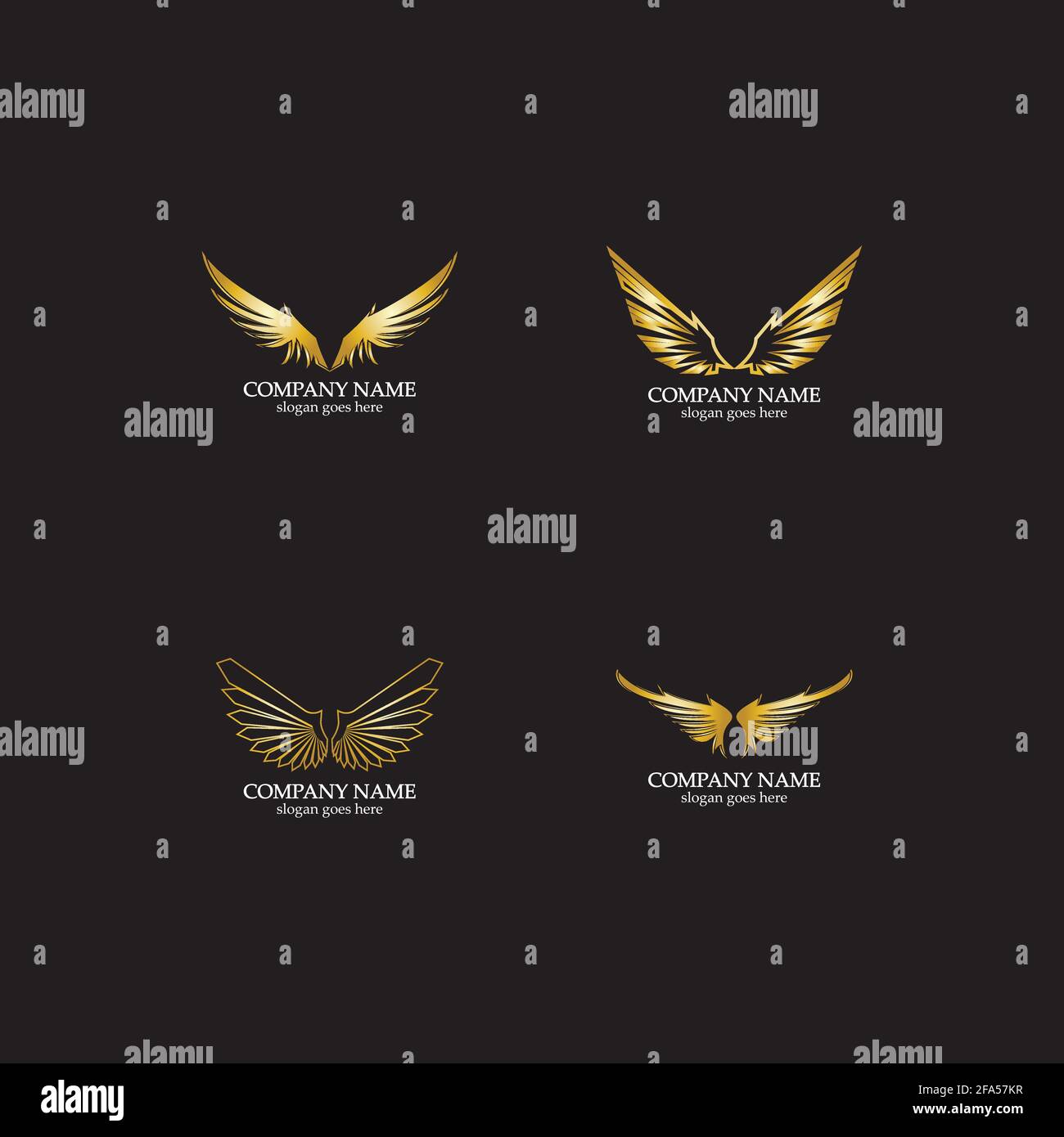 wings gold logo vector illustration template-vector Stock Vector
