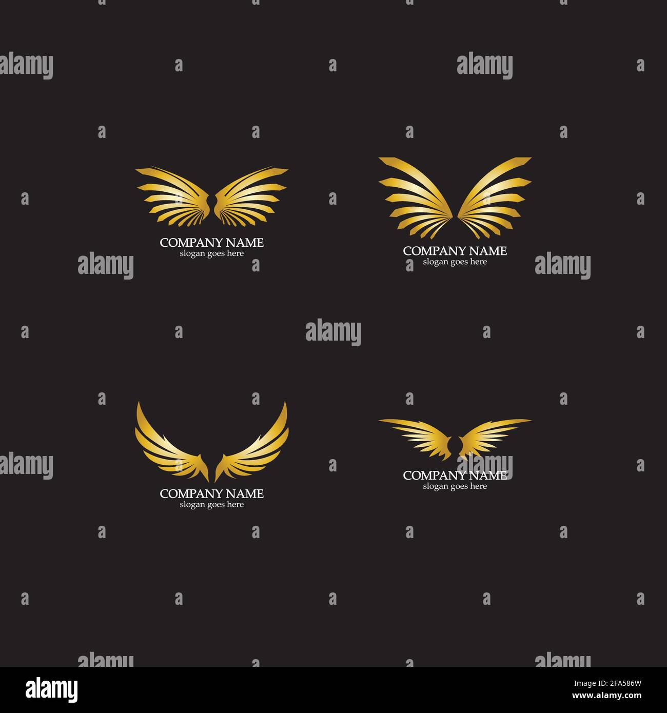 wings gold logo vector illustration template-vector Stock Vector