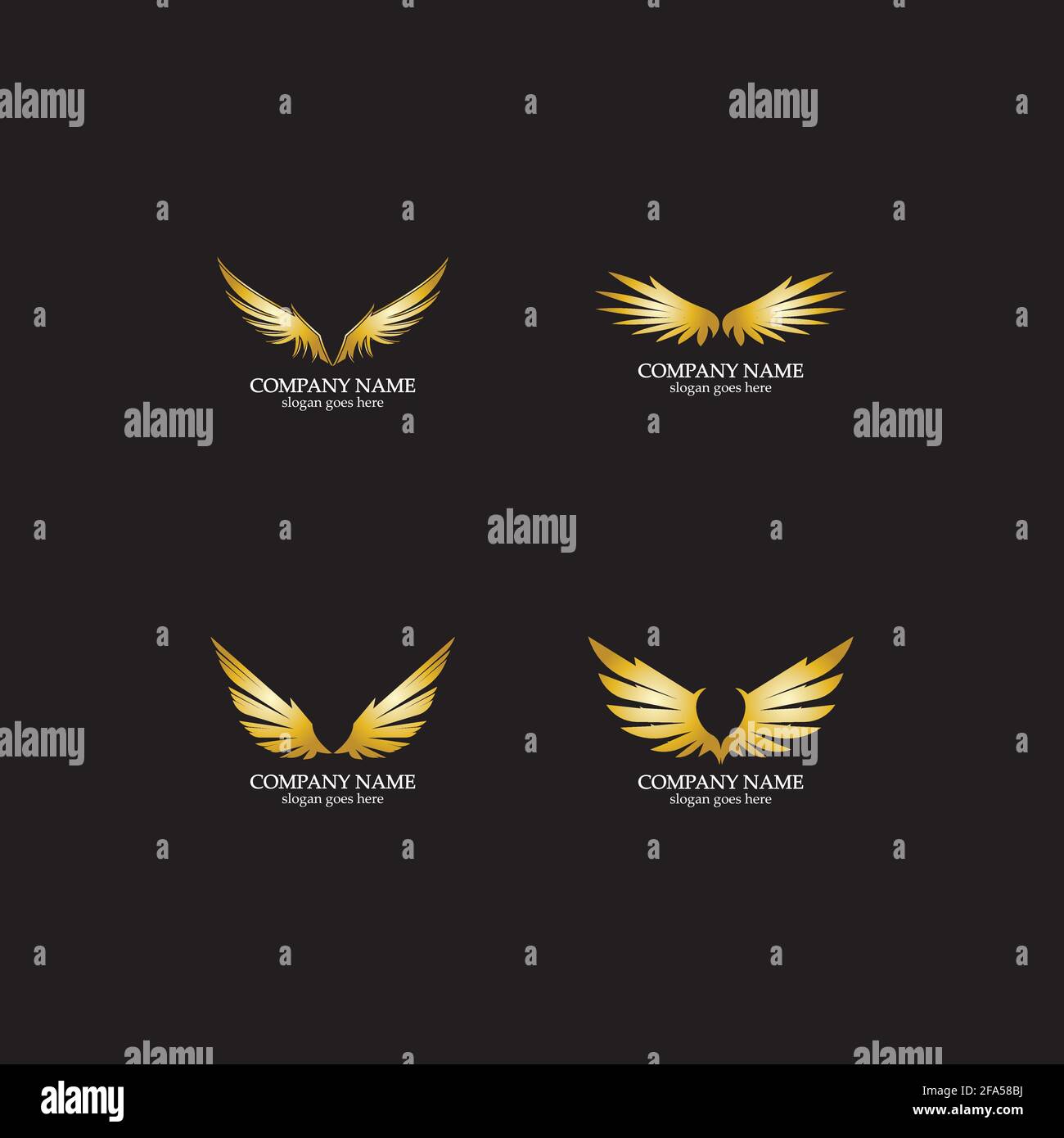 wings gold logo vector illustration template-vector Stock Vector