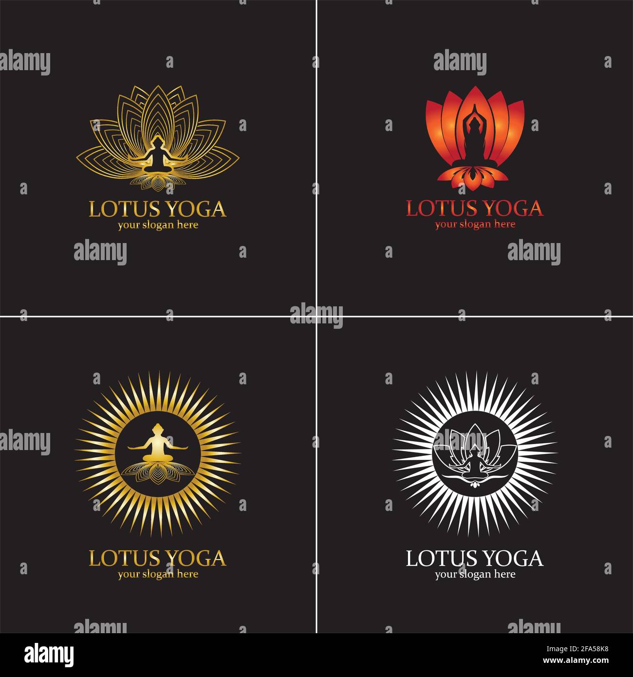 yoga logo design stock. human meditation in lotus flower vector  illustration Stock Vector Image \u0026 Art - Alamy, image size:1300x1390
