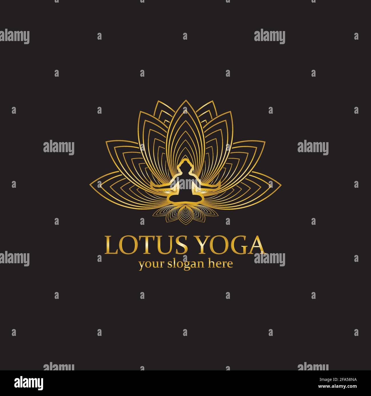 yoga logo design stock. human meditation in lotus flower vector ...