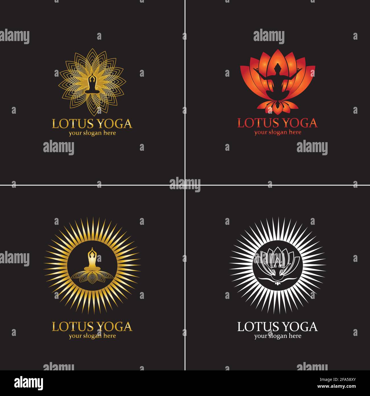 yoga logo design stock. human meditation in lotus flower vector ...