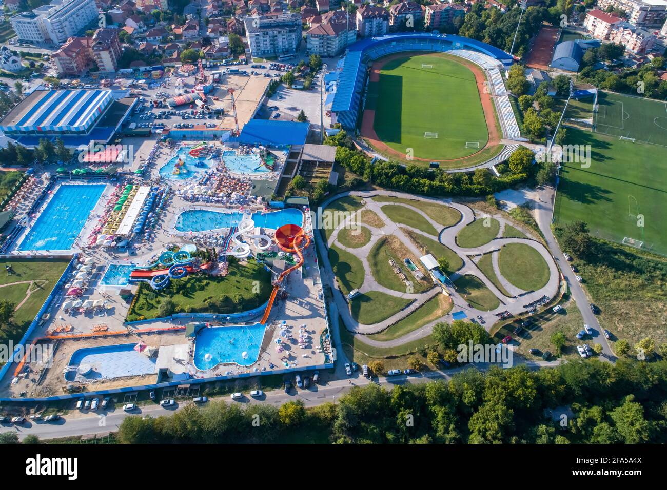 Jagodina drone view, Serbia aerial photo. Summer day Stock Photo