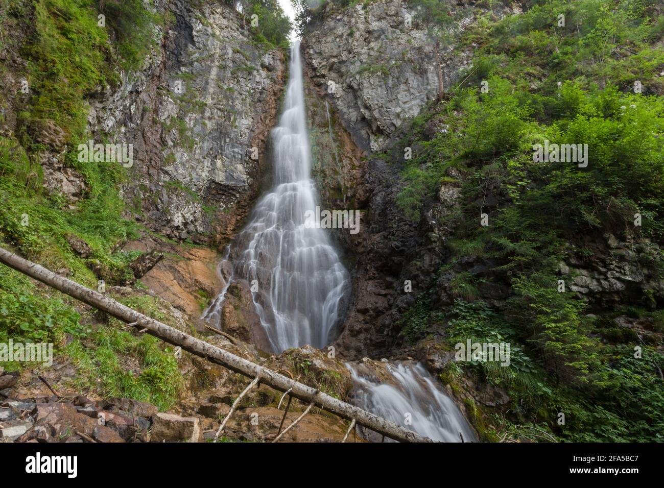 small waterfall among the forest Stock Photo