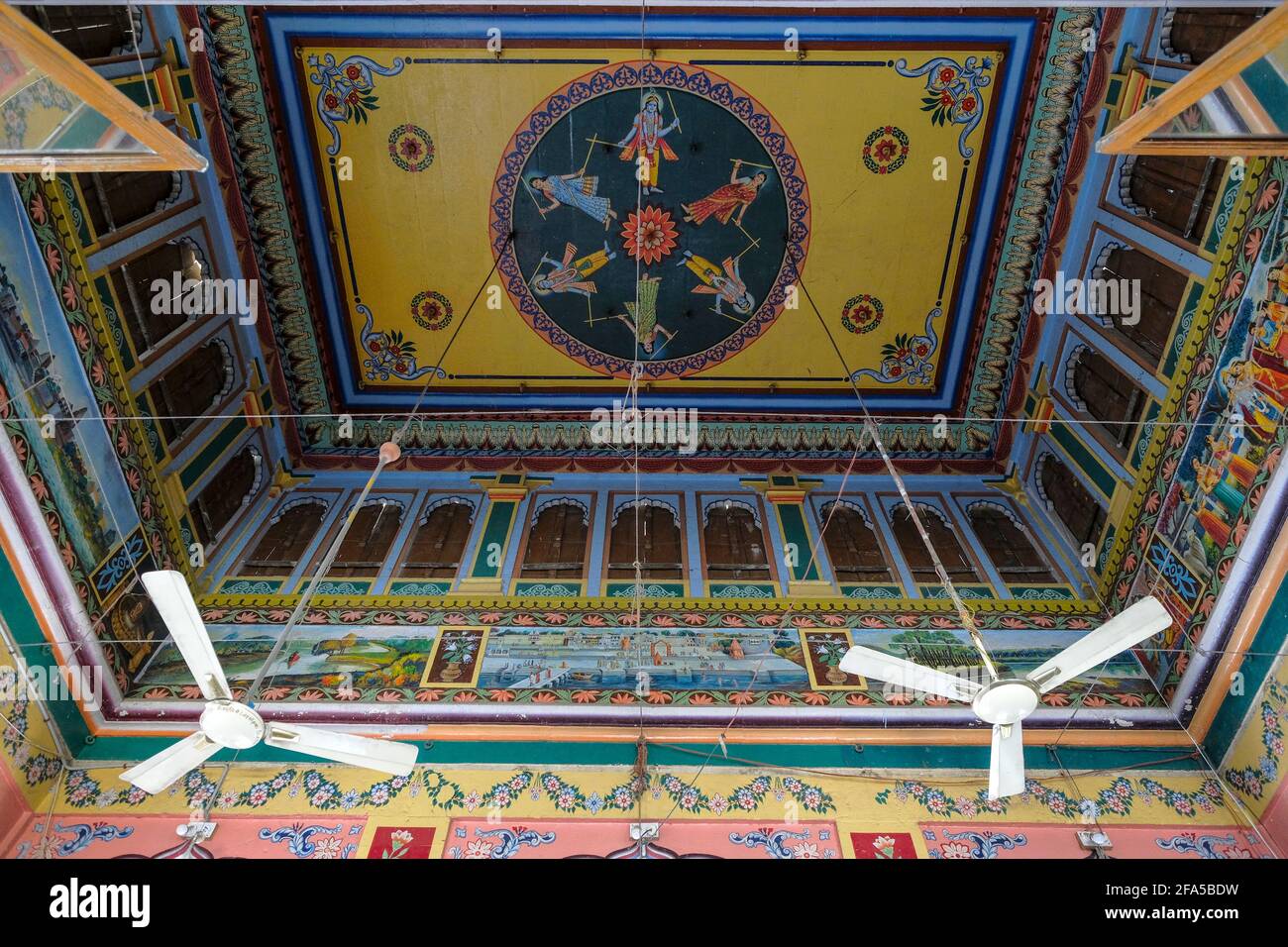 Ujjain, India - March 2021: Detail of the interior of the Gopal Temple in Ujjain on March 24, 2021 in Madhya Pradesh, India. Stock Photo