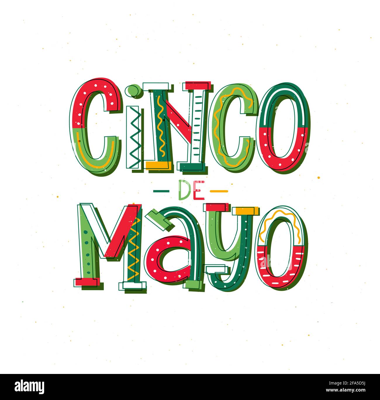 May 5th Mexican holiday cartoon style letters card Stock Vector