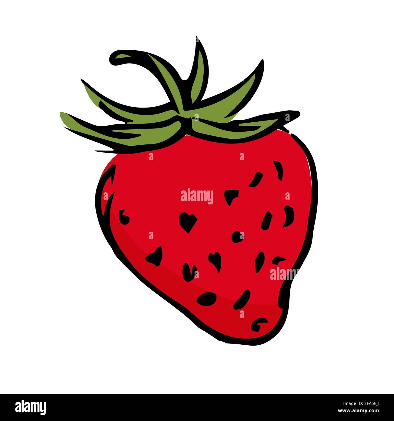 Hand drawn stawberry illustration isolated on white background. Stock Vector