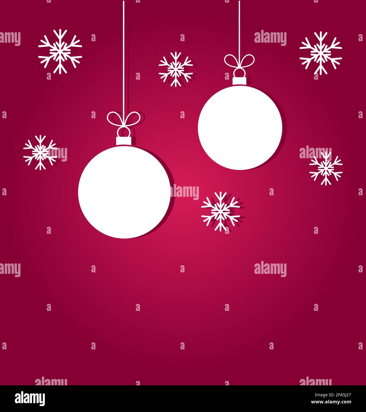 Christmas balls and snowflakes purple background illustration Stock ...