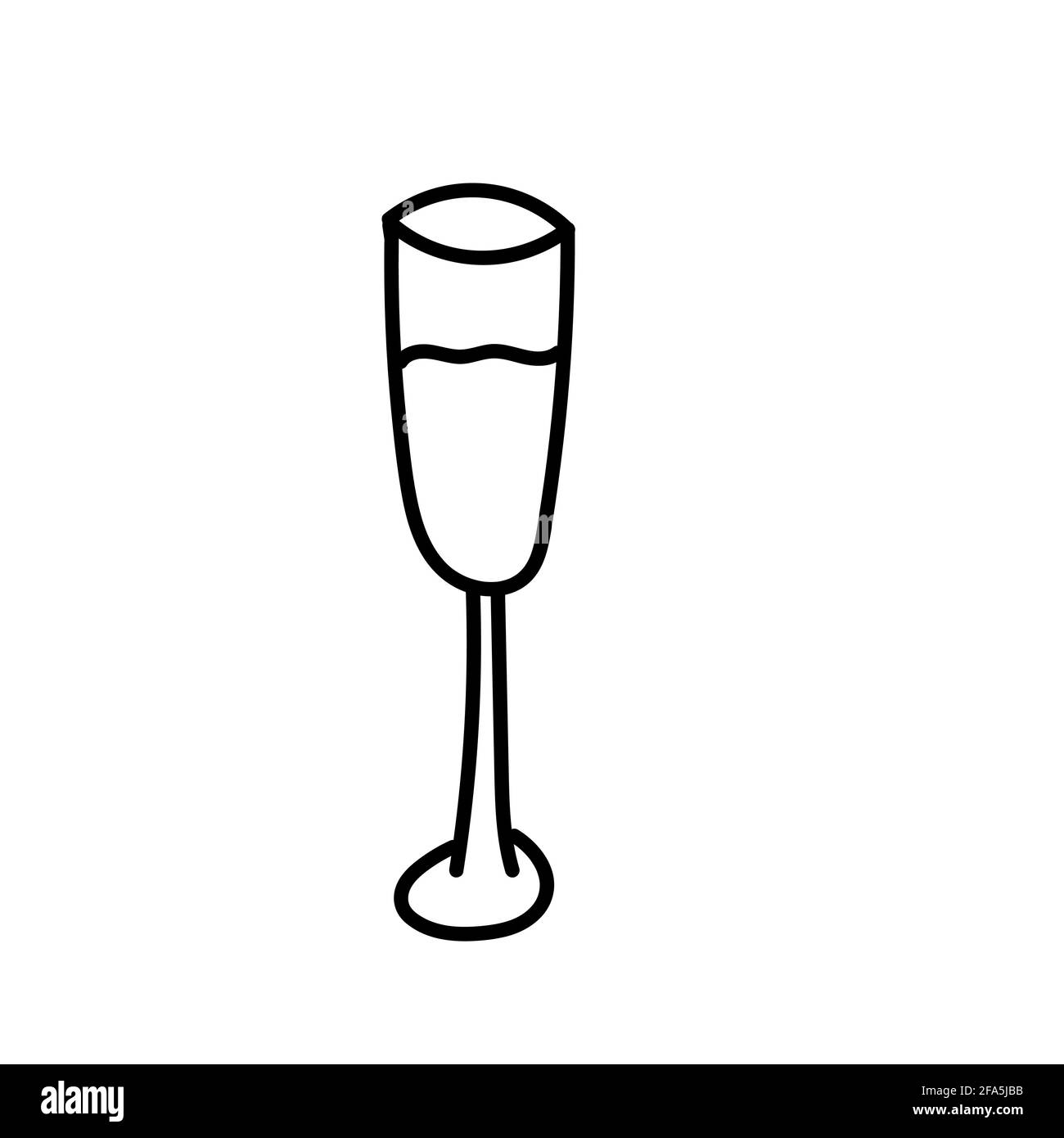 glass beverage. Hand drawn doodle vector illustration isolated on whithe background. Simple drawings with black color. Stock Vector