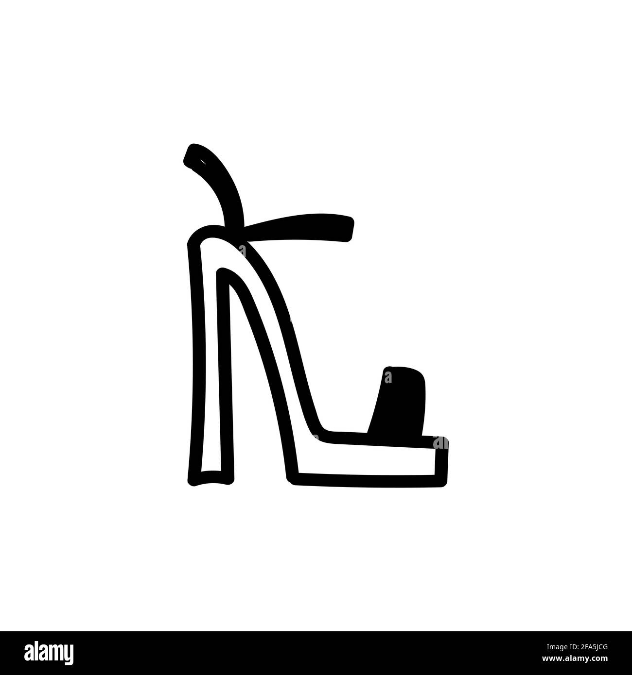 Hand drawn beautiful leather woman shoe with high heel. doodle vector ...
