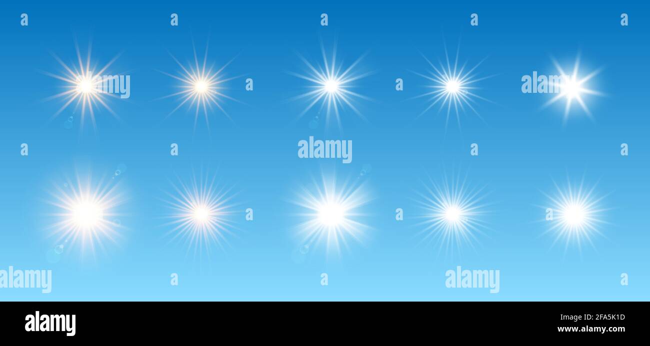 Sun set or light. Sun vector For the blue sky Stock Vector