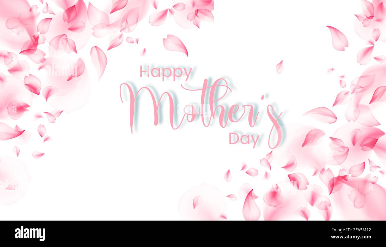 Happy Mother's day calligraphy background. Happy Mothers day greeting card design with 3d flower petals. (Illustration) Stock Photo