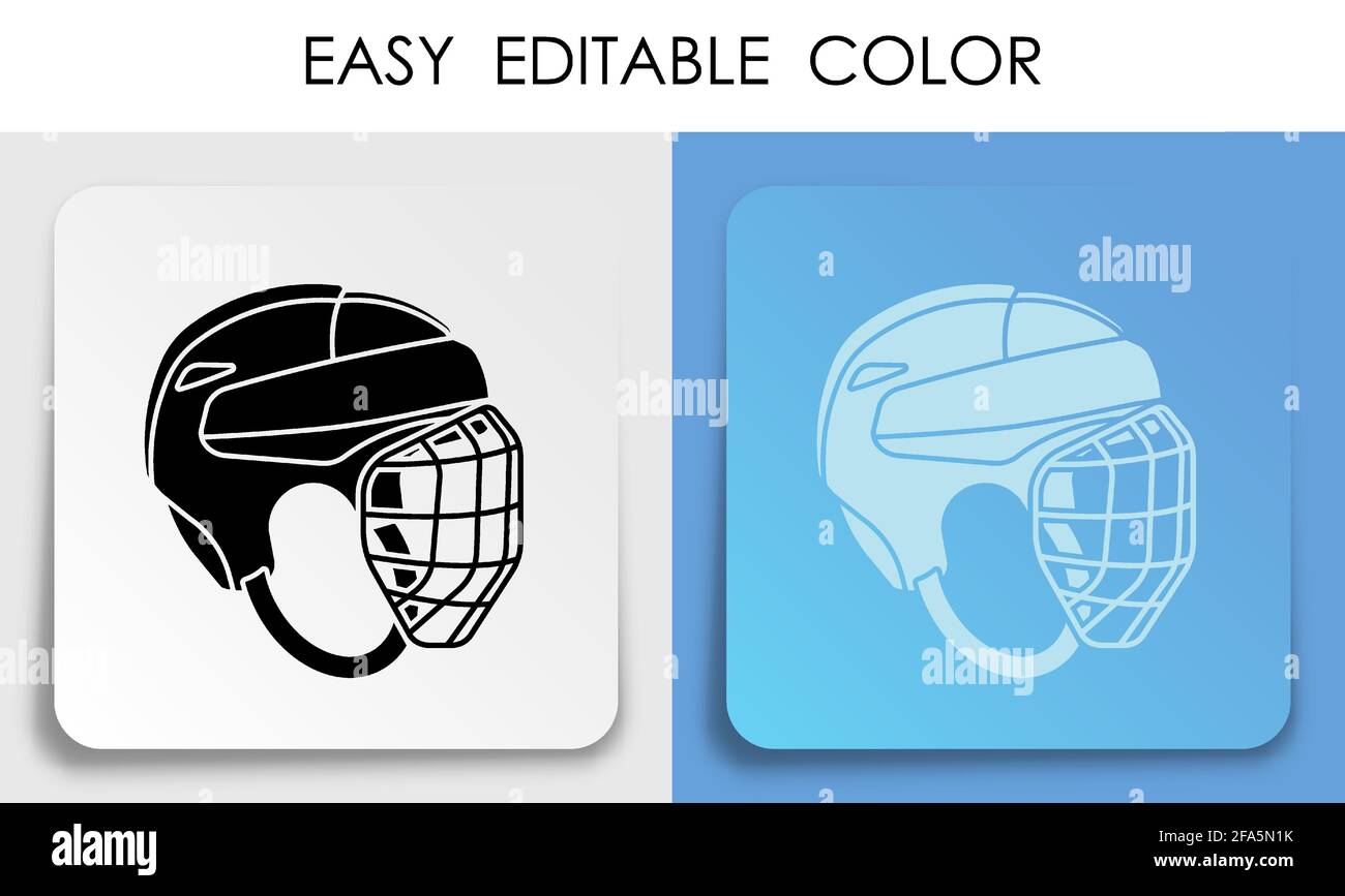 open hockey helmet icon on paper square sticker with shadow. Healthy