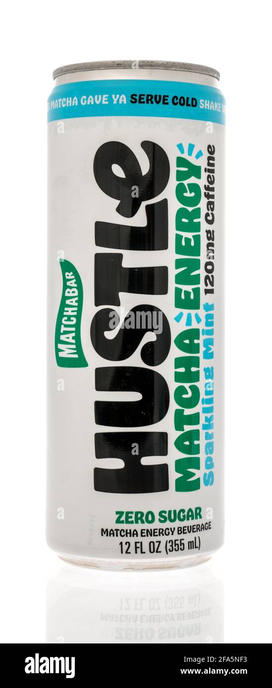 Winneconne, WI 22 April 2021 A can of Matchabar hustle matcha energy