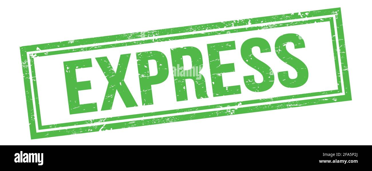 EXPRESS text on green grungy vintage rectangle stamp Stock Photo - Alamy