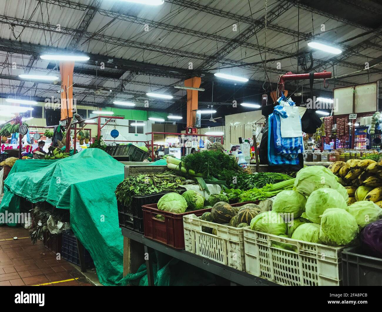BUCARAMANGA, COLOMBIA - Apr 20, 2021: Wide angle shot of a Farmer’s marketplace located in Bucaramanga Colombia Stock Photo