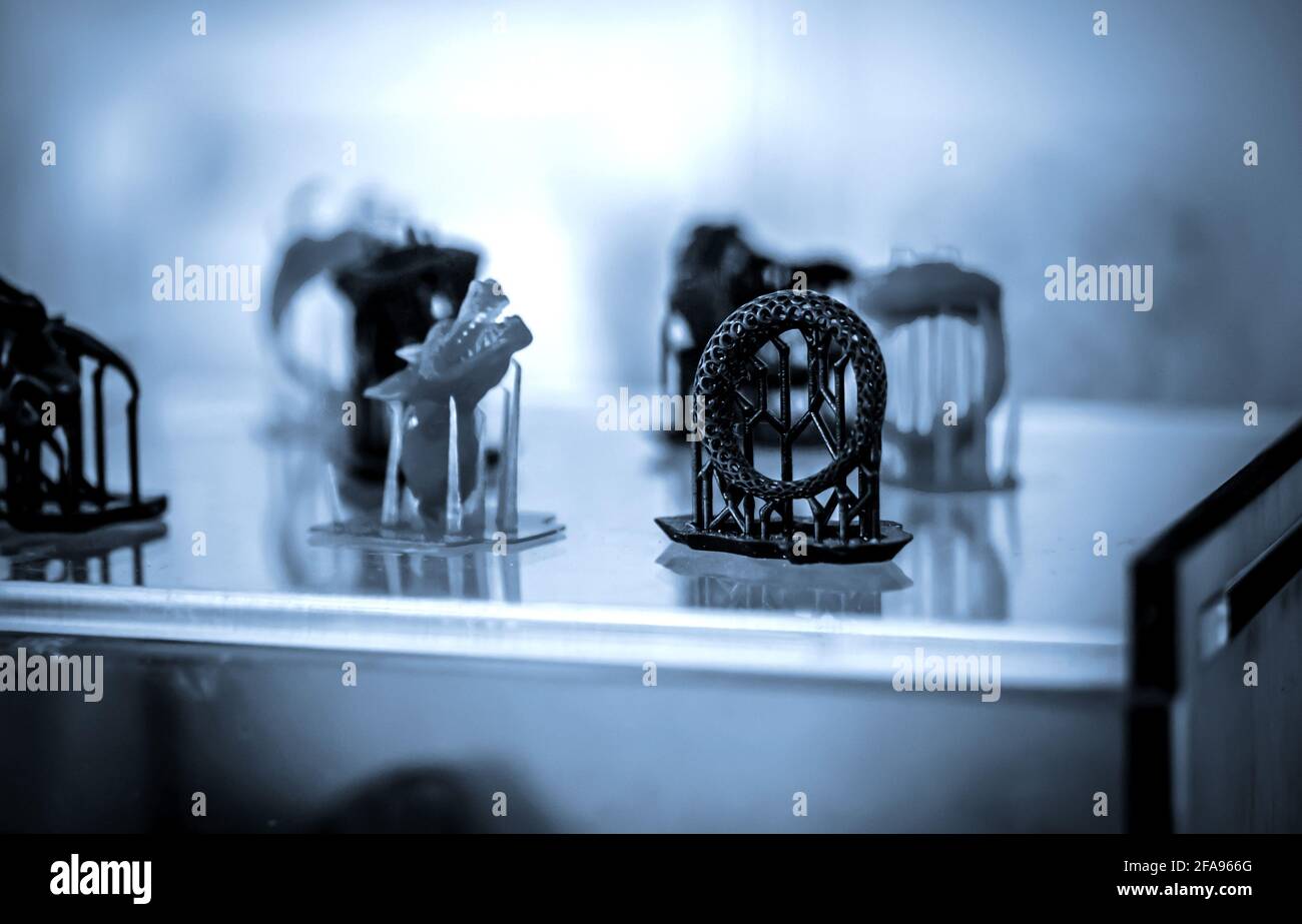 Objects photopolymer printed on a 3d printer. Stock Photo