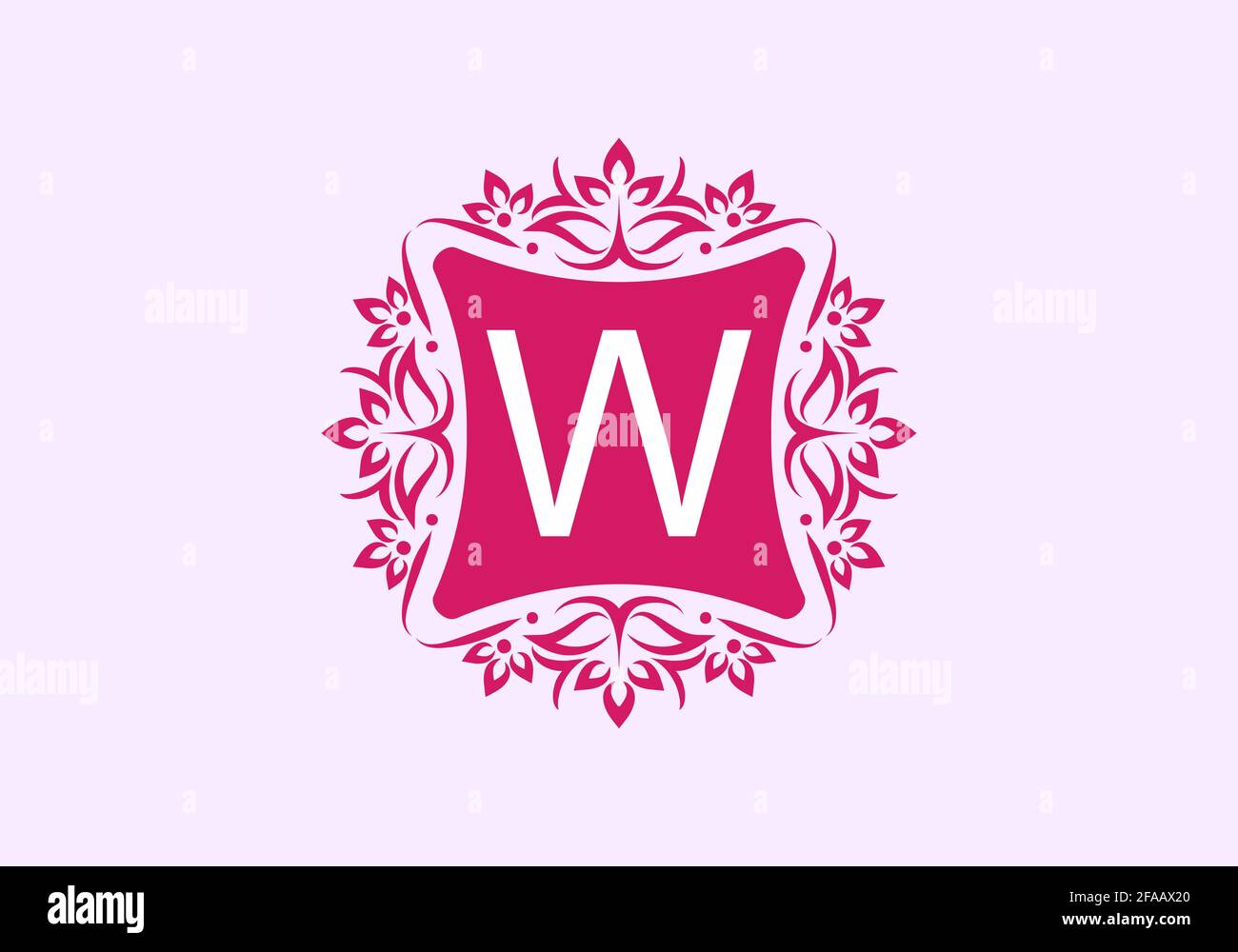 W Pink Inatial Pink vintage frame with W initial letter in the middle design Stock ...