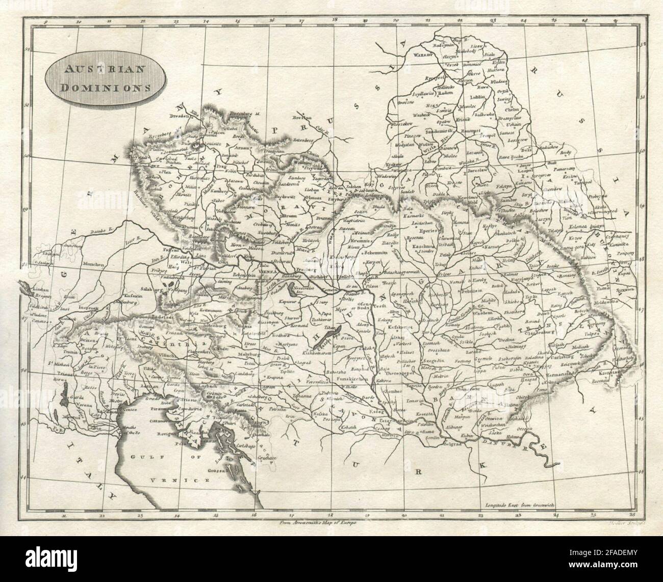 Austrian Dominions. Arrowsmith & Lewis. Hungary Czechia Slovakia Veneto 1812 map Stock Photo