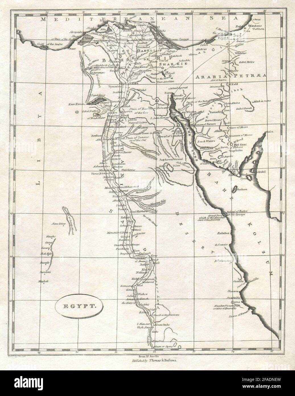 EGYPT Peninsula of Sinai c1885 old antique vintage map plan chart 