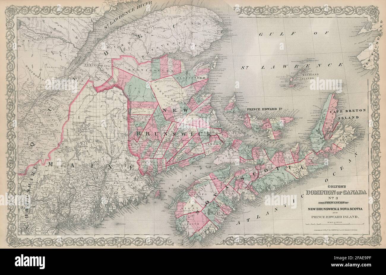 Colton's Dominion of Canada No.3 New Brunswick, Nova Scotia & PEI 1869