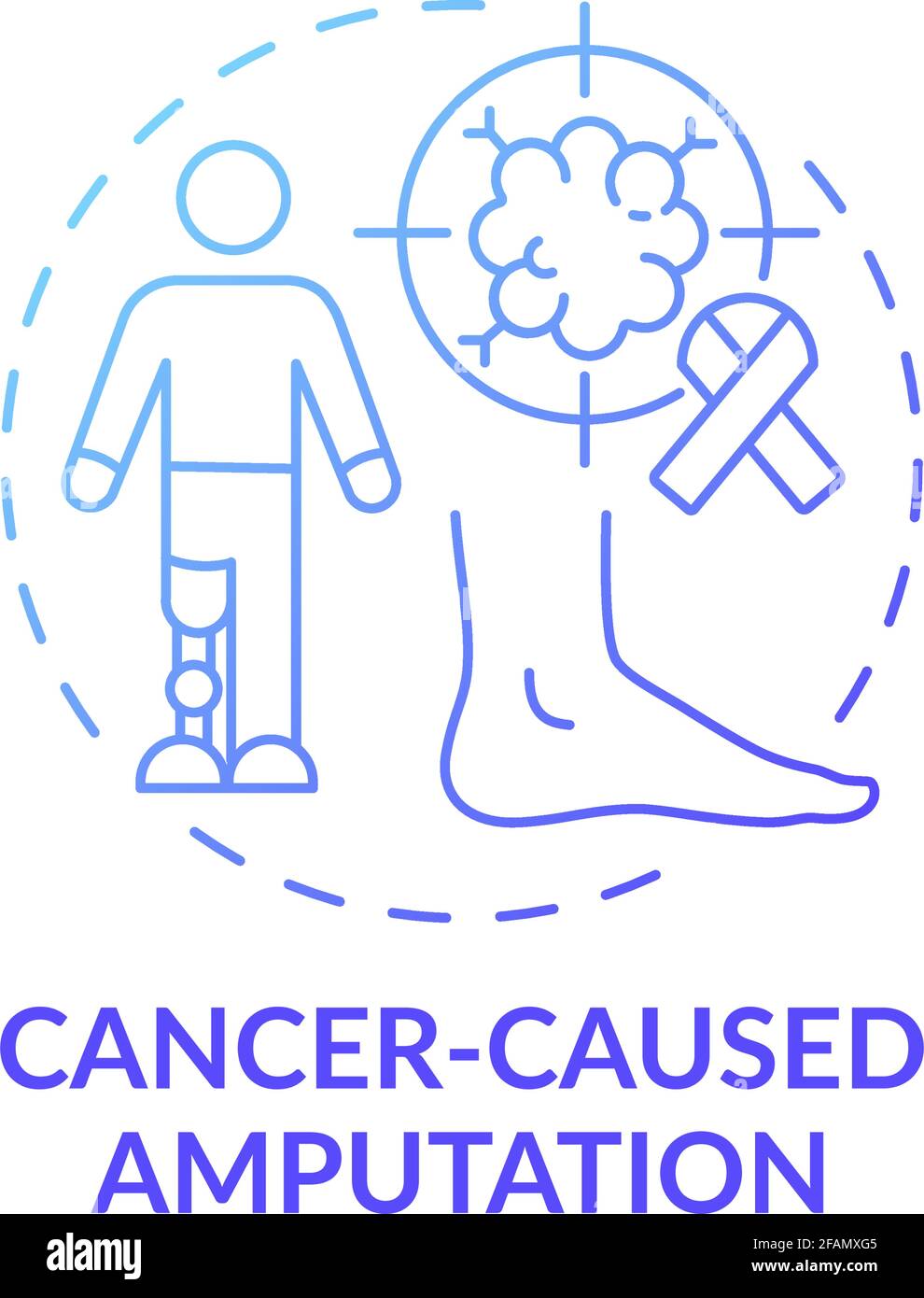 Cancer-caused amputation concept icon Stock Vector