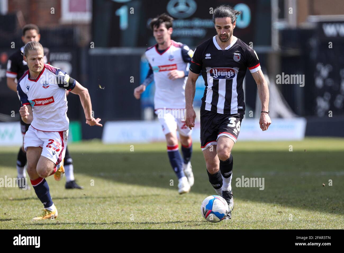 Grimsby Town defender Samuel Habergham (36) during the Sky Bet League 2 match between Grimsby Town and Bolton Wanderers at Blundell Park, Cleethorpes, Stock Photo