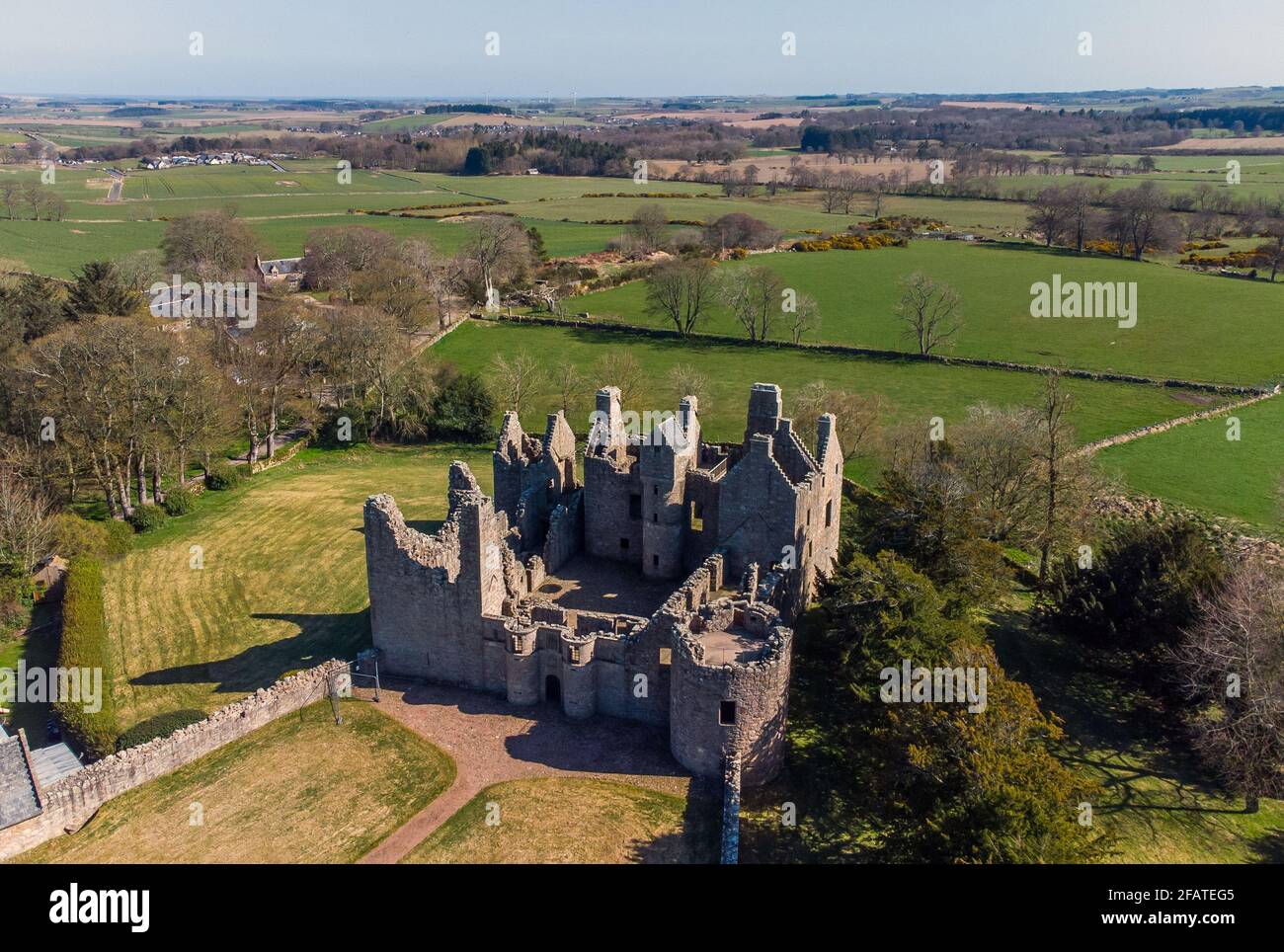 The ruins of Tolquhon Castle near Taves in Aberdeenshire, Scotland Stock Photo