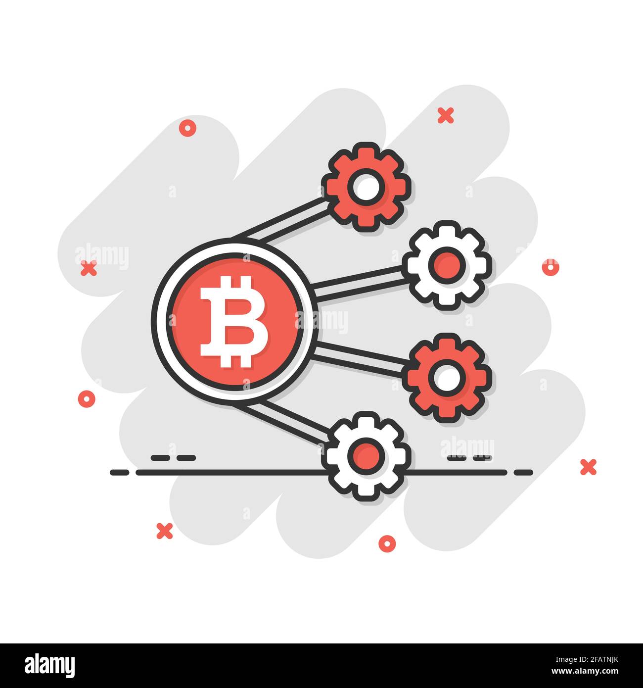 Bitcoin icon in comic style. Blockchain cartoon vector illustration on  white isolated background. Cryptocurrency splash effect business concept  Stock Vector Image & Art - Alamy