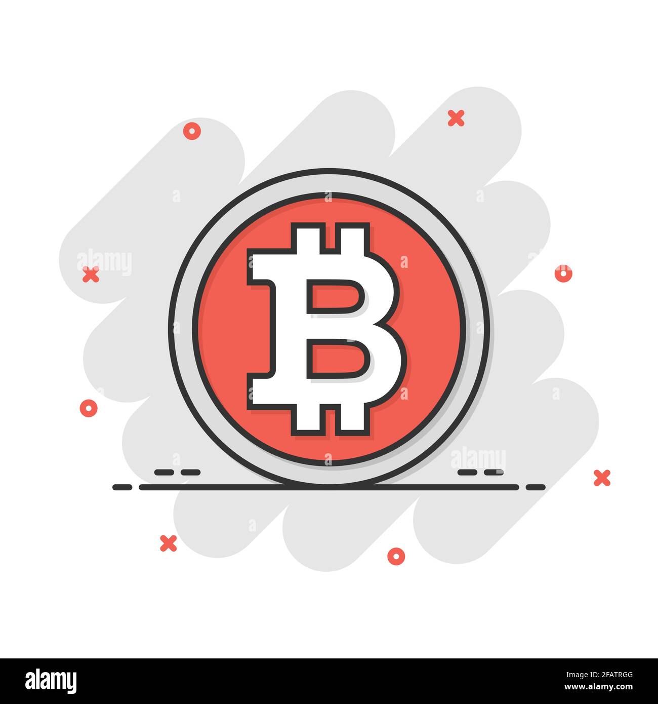 Bitcoin icon in comic style. Blockchain cartoon vector illustration on  white isolated background. Cryptocurrency splash effect business concept  Stock Vector Image & Art - Alamy
