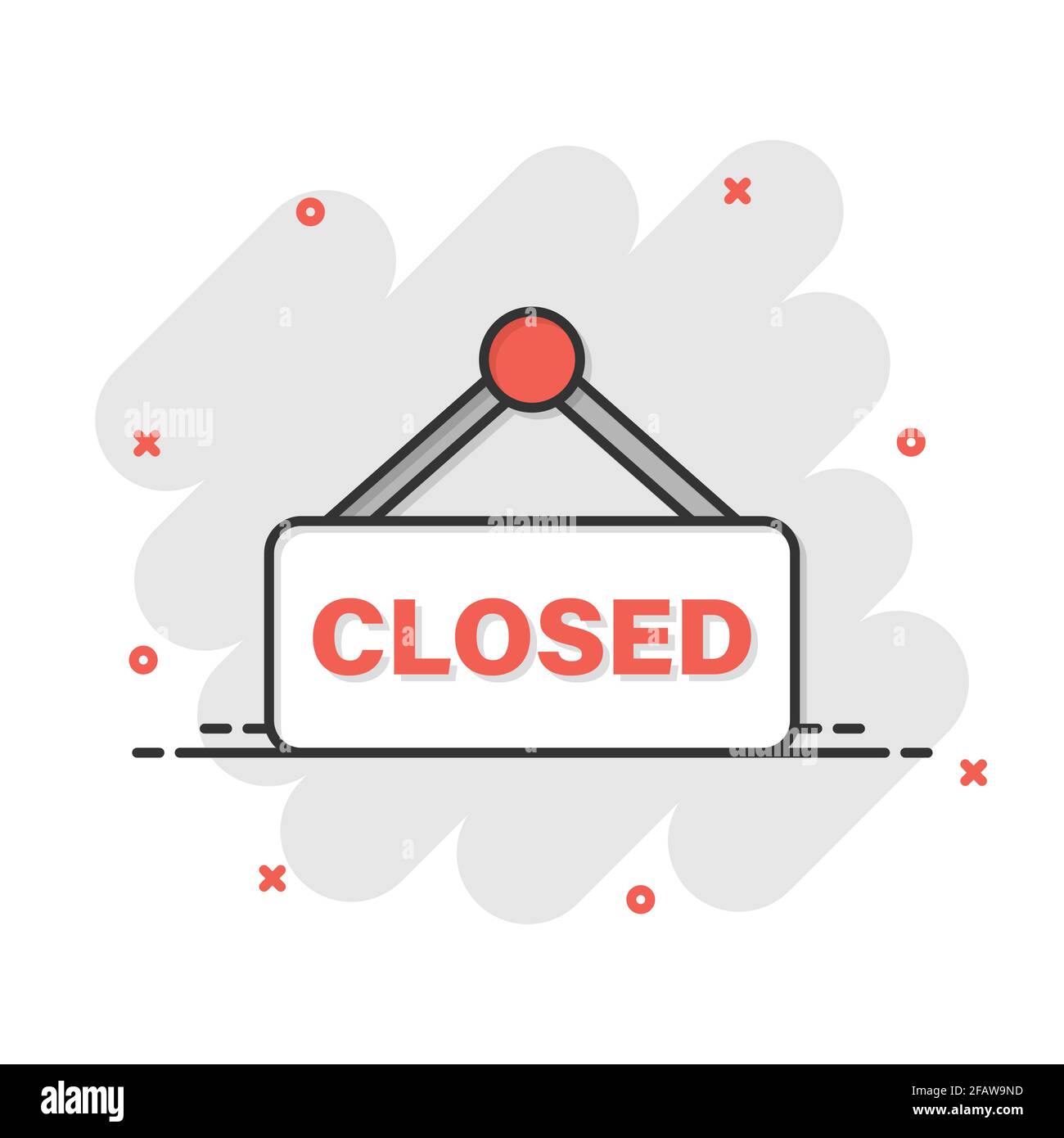 Closed sign icon in comic style. Accessibility cartoon vector ...