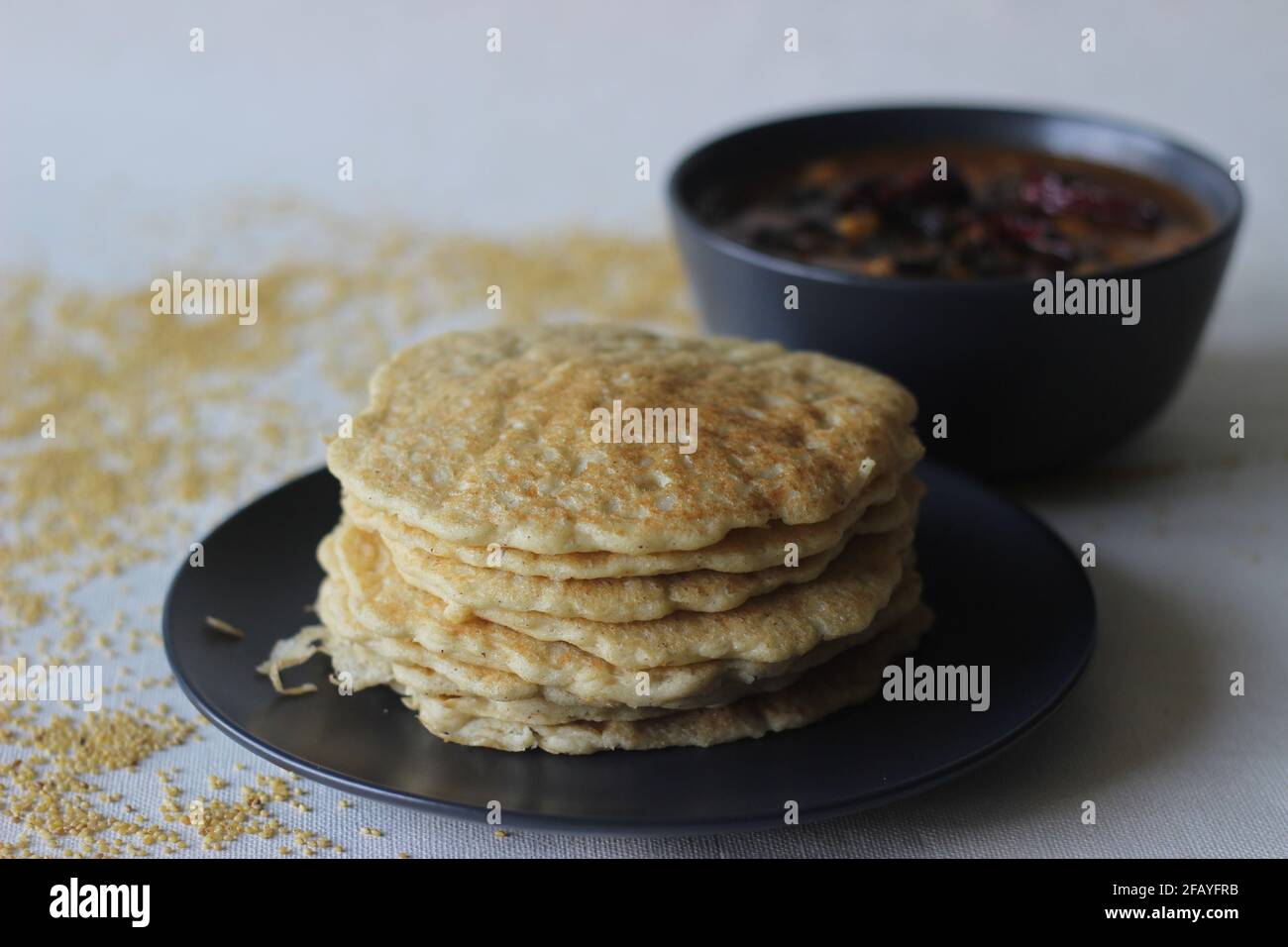 Rice pancakes made with foxtail millets flour. An experimental version