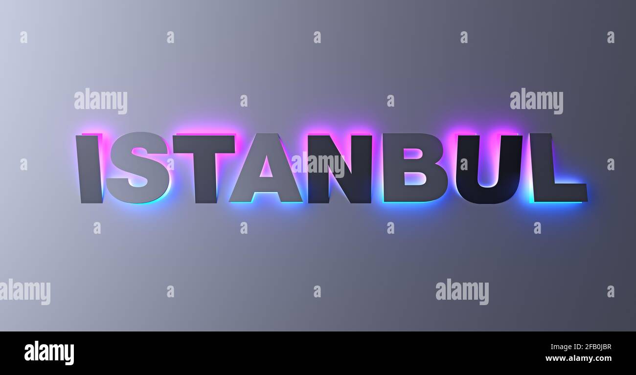 Istanbul design typography lettering with neon glowing gradient lights ...