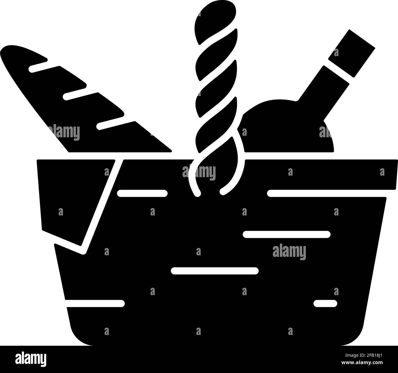 Picnic basket black glyph icon Stock Vector