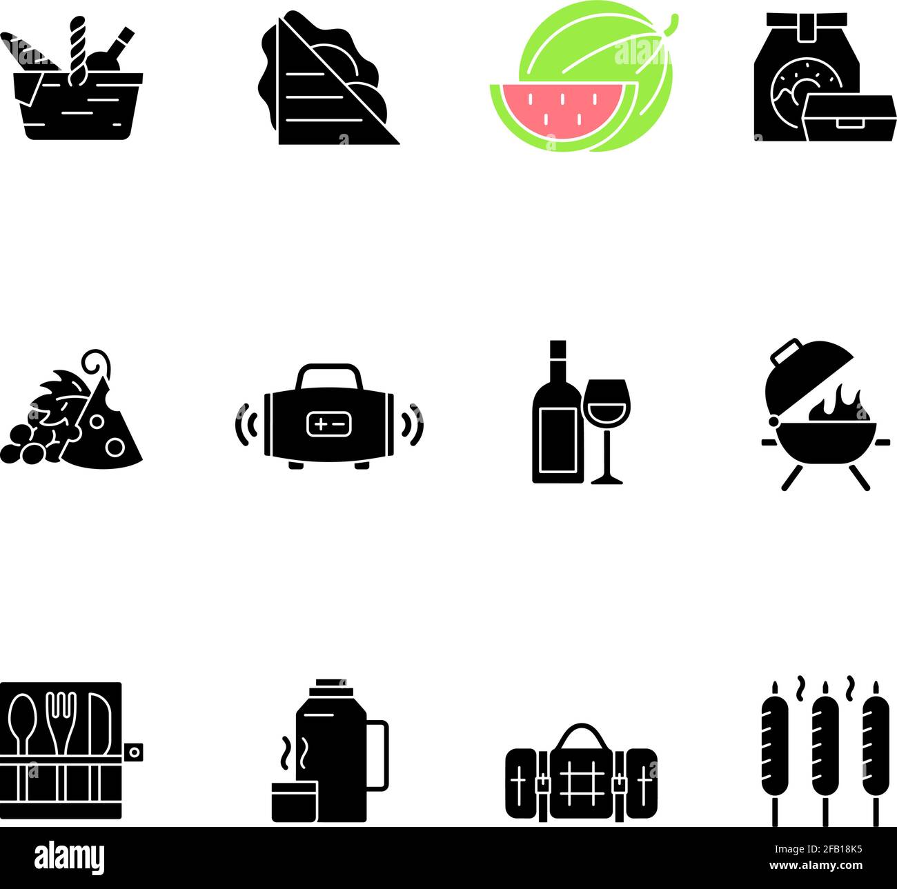 Picnic black glyph icons set on white space Stock Vector Image & Art ...