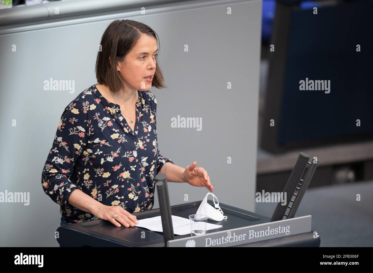Berlin Germany 23rd Apr 21 Christine Buchholz Left Party Speaks In The Bundestag The Topic Is The German Armed Forces Minusma Mission In Mali Credit Christophe Gateau Dpa Alamy Live News Stock Photo