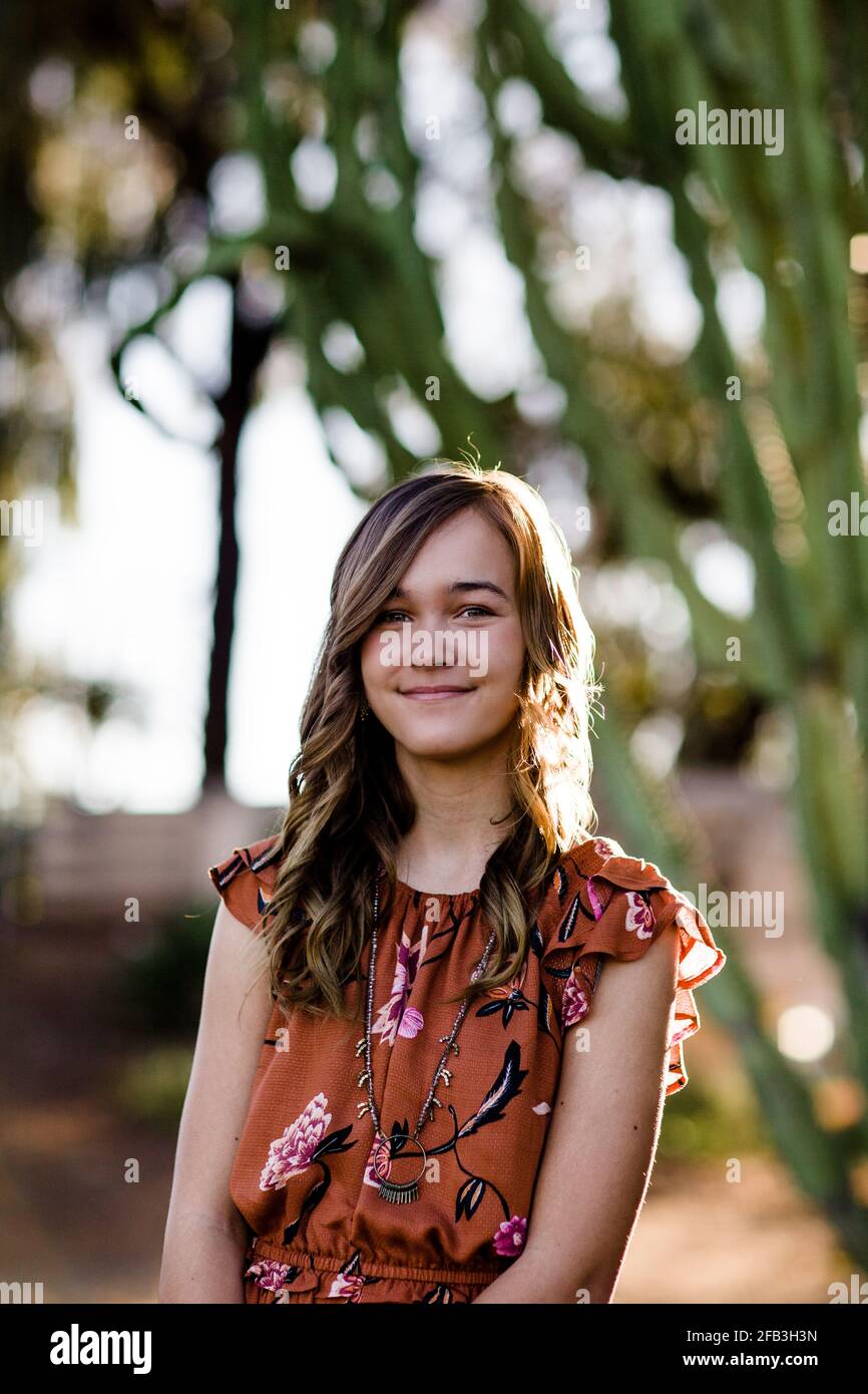 Portrait of 14 Year Old Girl in Desert Garden in San Diego Stock Photo Alamy