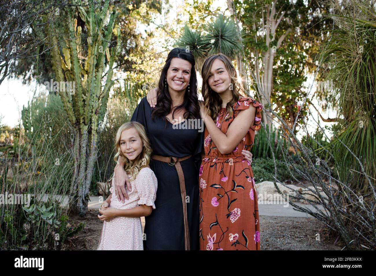 Mother & Daughters Posing in Desert Garden in San Diego Stock Photo Alamy
