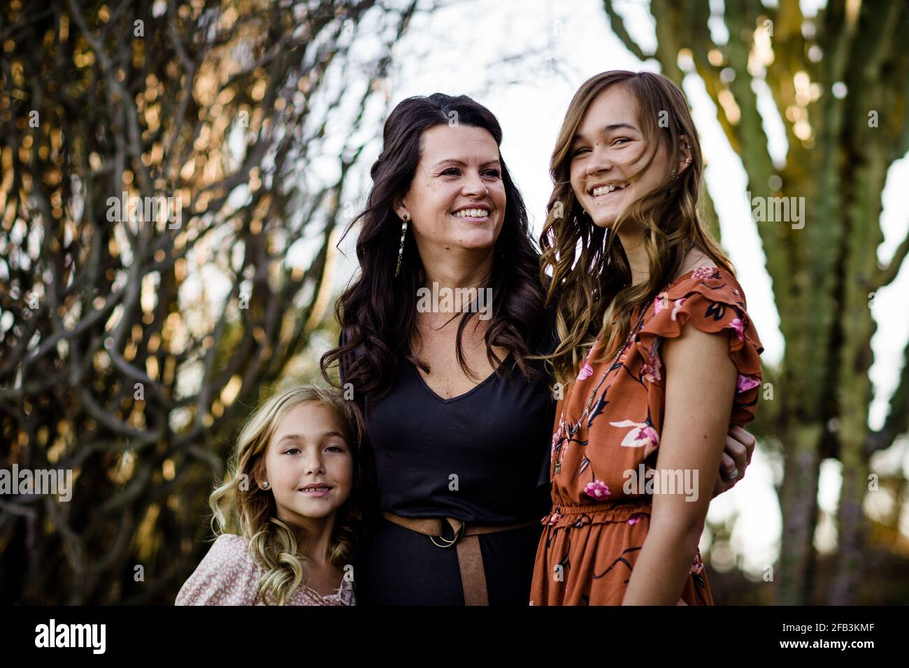 Mom & Daughters Smiling in Desert Garden in San Diego Stock Photo Alamy
