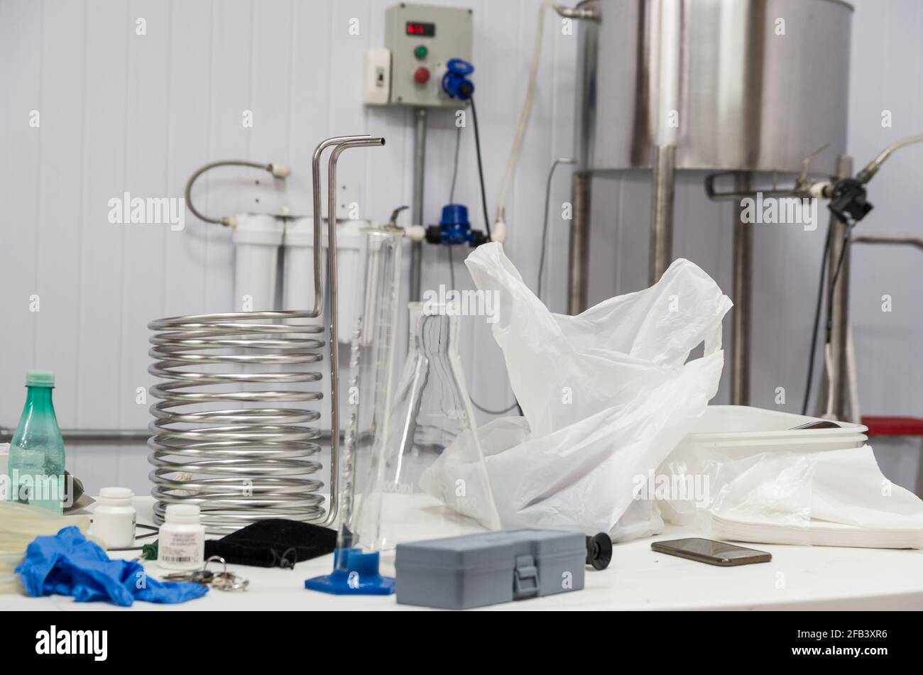 Craft beer production equipment, homebrew equipment Stock Photo Alamy
