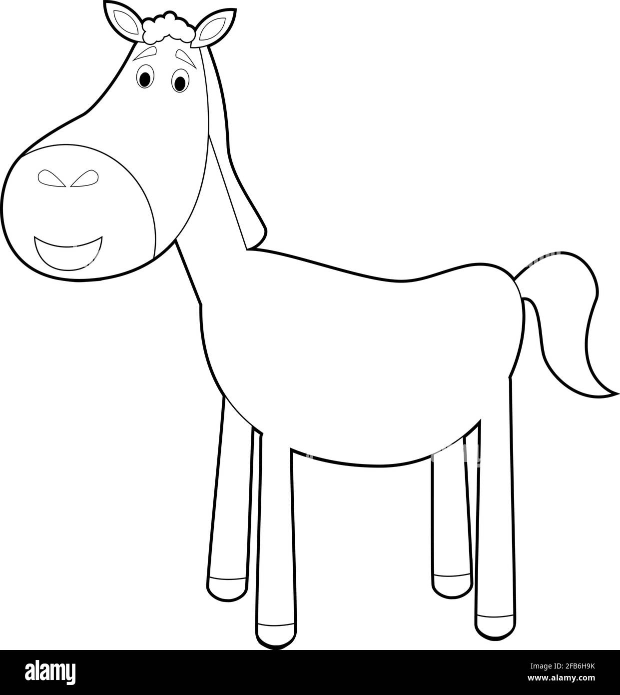 Easy Coloring drawings of animals for little kids: Horse Stock Vector