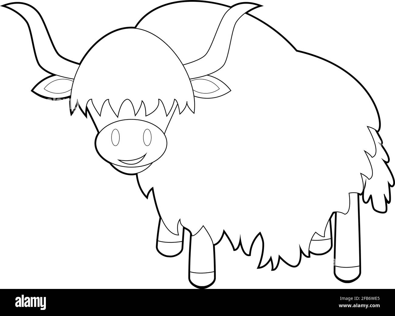 Easy Coloring drawings of animals for little kids: Yak Stock Vector