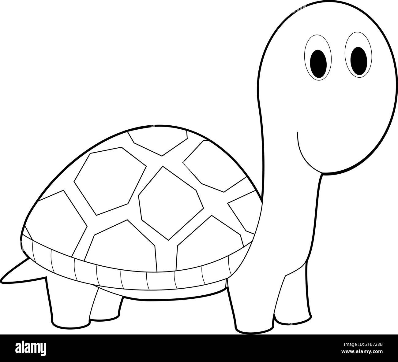 Easy Coloring drawings of animals for little kids: Turtle Stock Vector