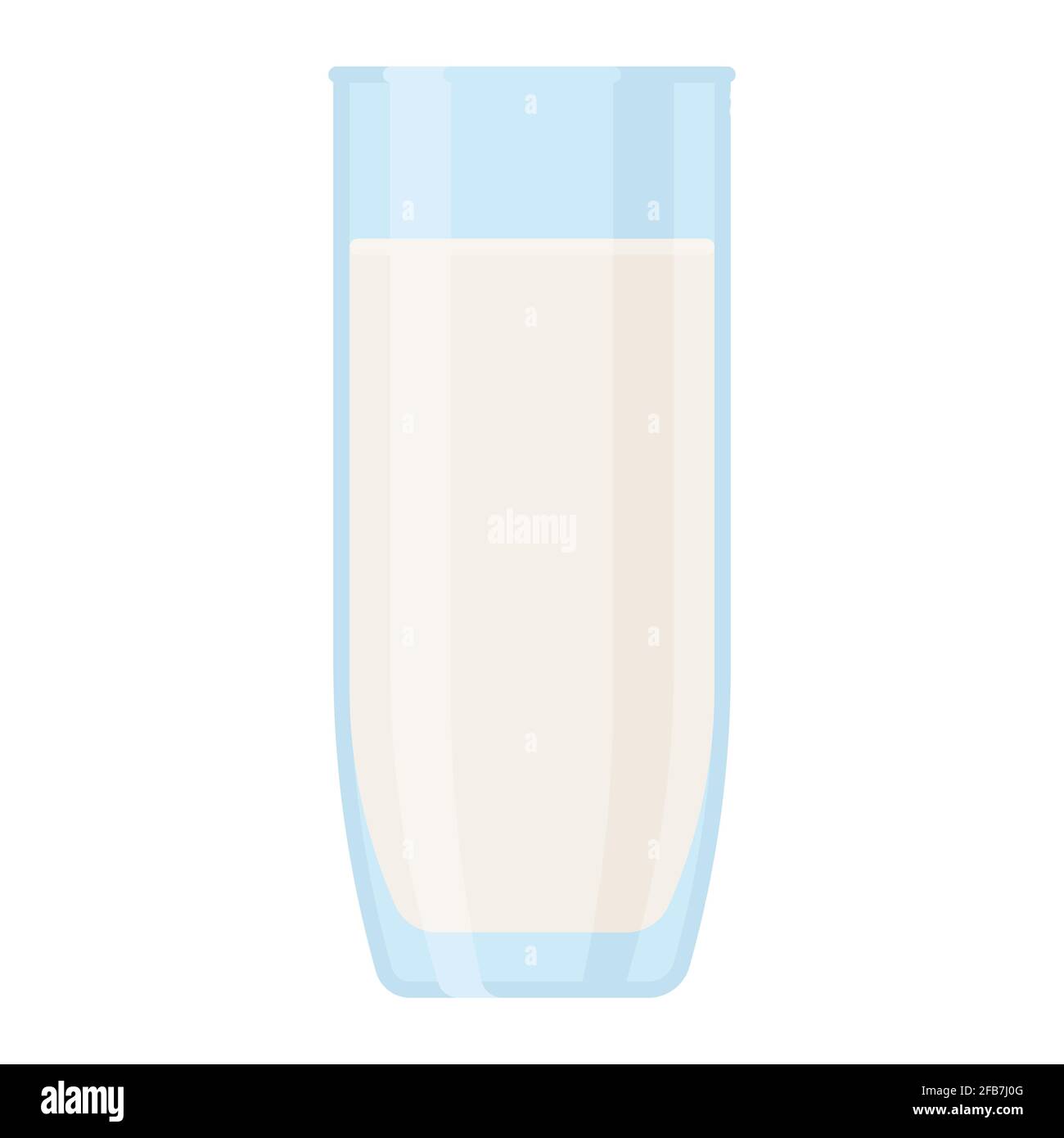 Colorful vector dairy drink illustration. Flat style glass of milk