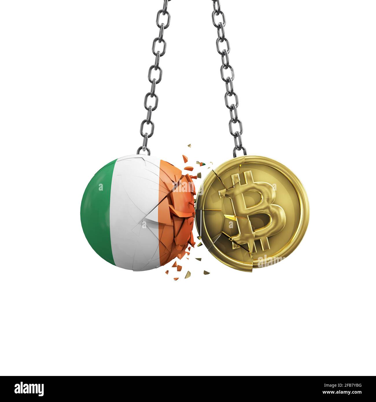 Premium Photo  Ireland flag ball smashing a russian ruble