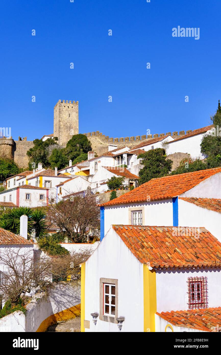 Obidos, a traditional medieval village taken to the moors in the 12th century. Portugal Stock Photo
