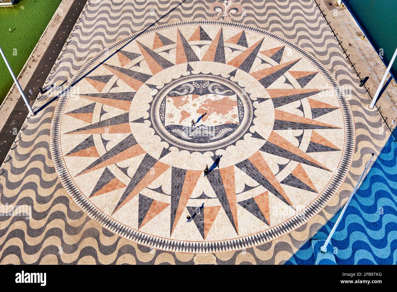 The compass pavement in front of the Monument of the Discoveries. Lisbon, Portugal Stock Photo