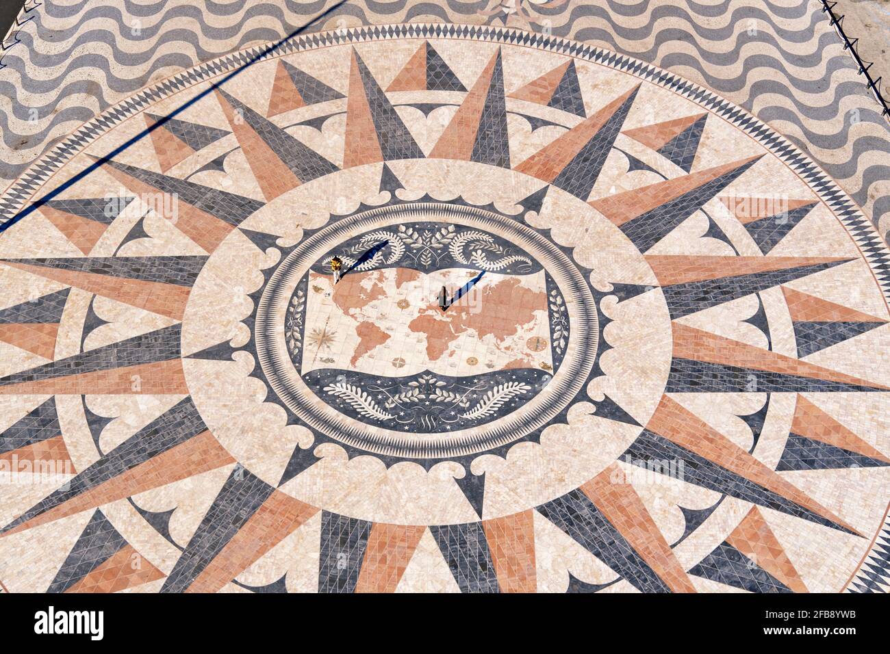 The compass pavement in front of the Monument of the Discoveries. Lisbon, Portugal Stock Photo