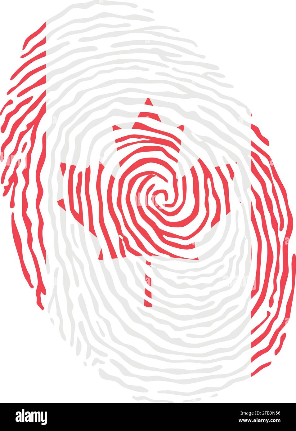 Fingerprint vector colored with the national flag of Canada Stock Vector