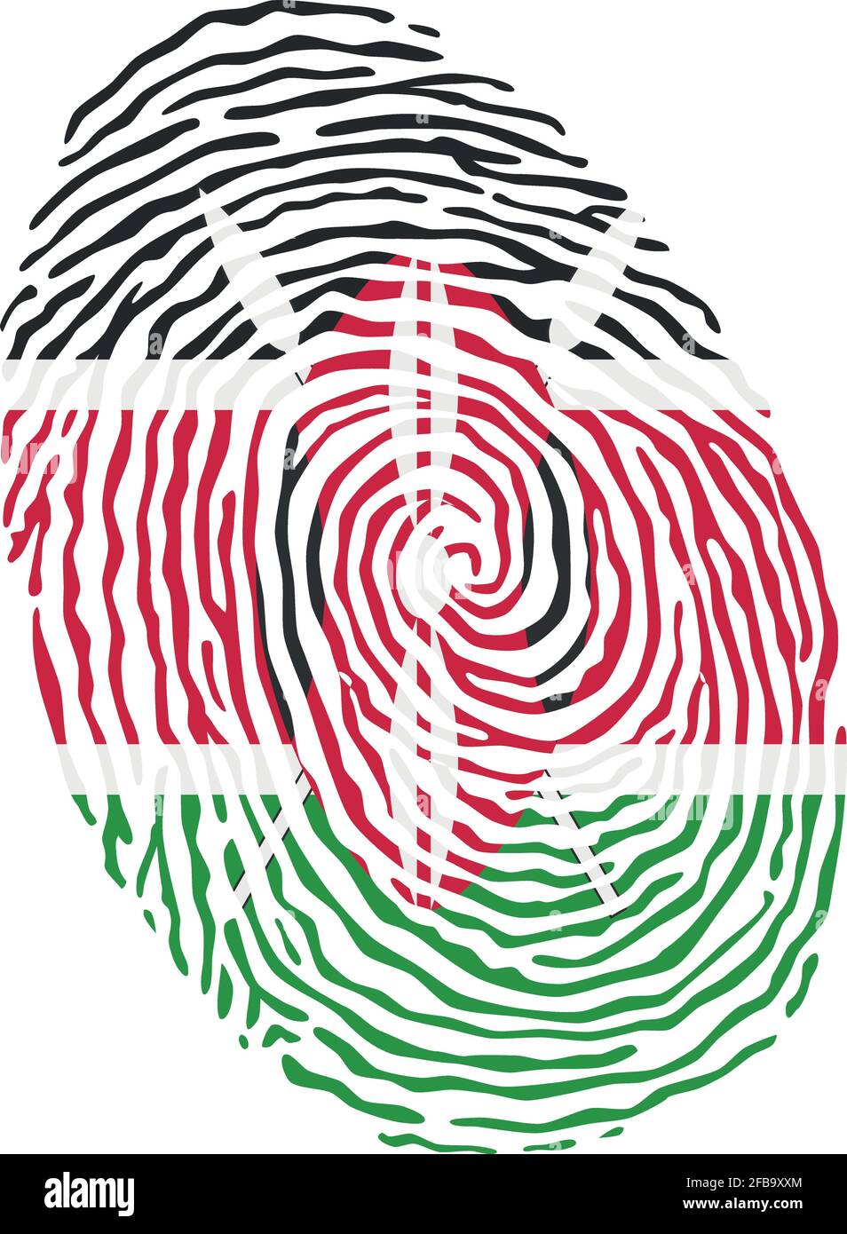Fingerprint vector colored with the national flag of Kenya Stock Vector